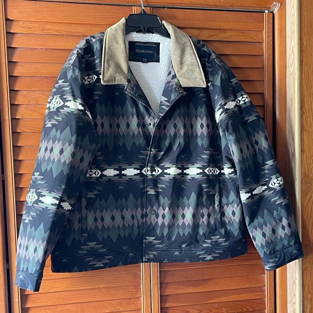 Pendleton Printt Faux Shearling Lined Trucker Jac… - image 1